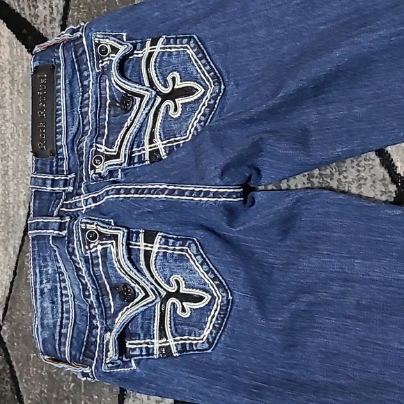 ROCK REVIVAL CELINE BLACK SEQUINS CAPRI DENIM JEAN - Picture 13 of 16